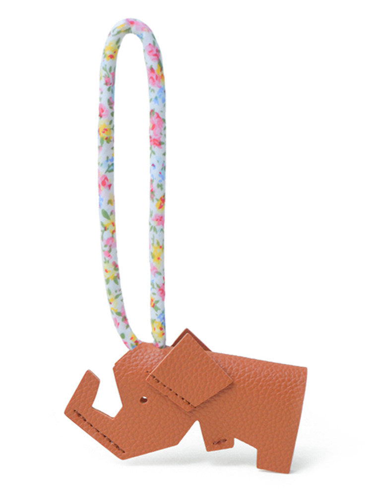 WOONIU Handmade PU Leather Little Elephant Keychain Cute Bag Charm For Women - cute plush bag charm