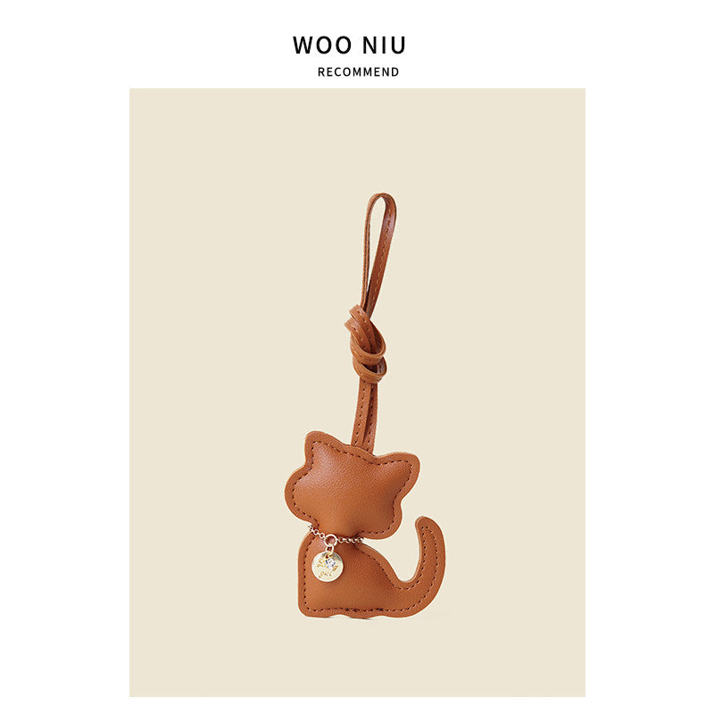 WOONIU Cute Squatting Kitten Bag Pendant Miu Keychain Pendant Is Simple And Cute, A Trendy Gift For Couples - soft keychain accessory