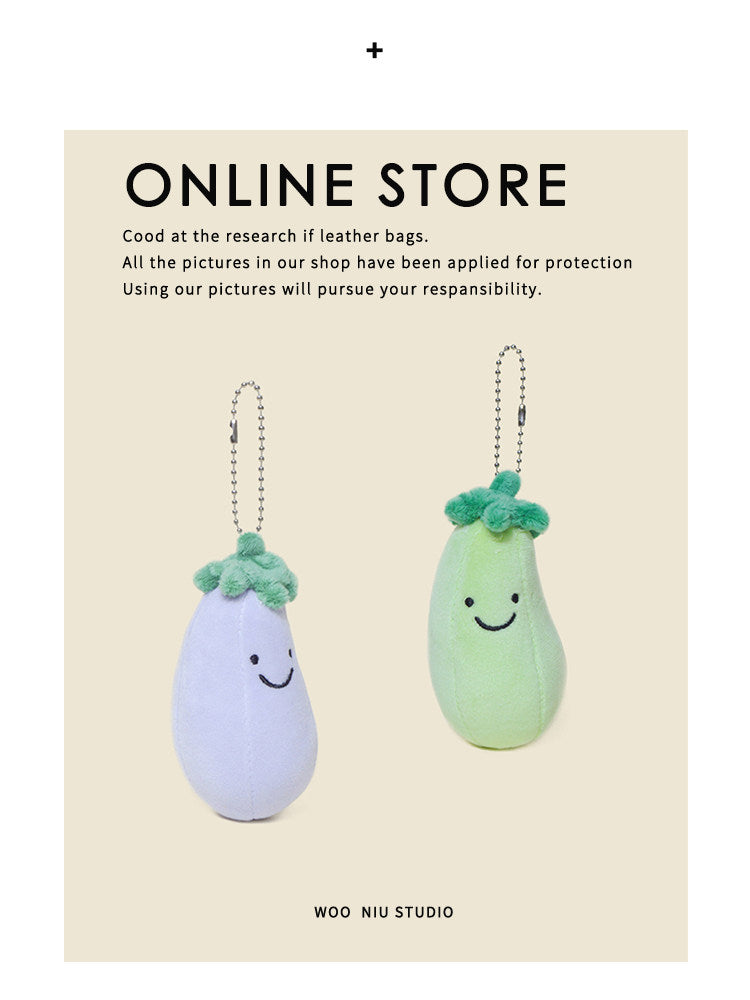 WOONIU Lively Eggplant Plush Charm - wooniu Plush Charm - cute bag charm plush keychain for backpack and purse