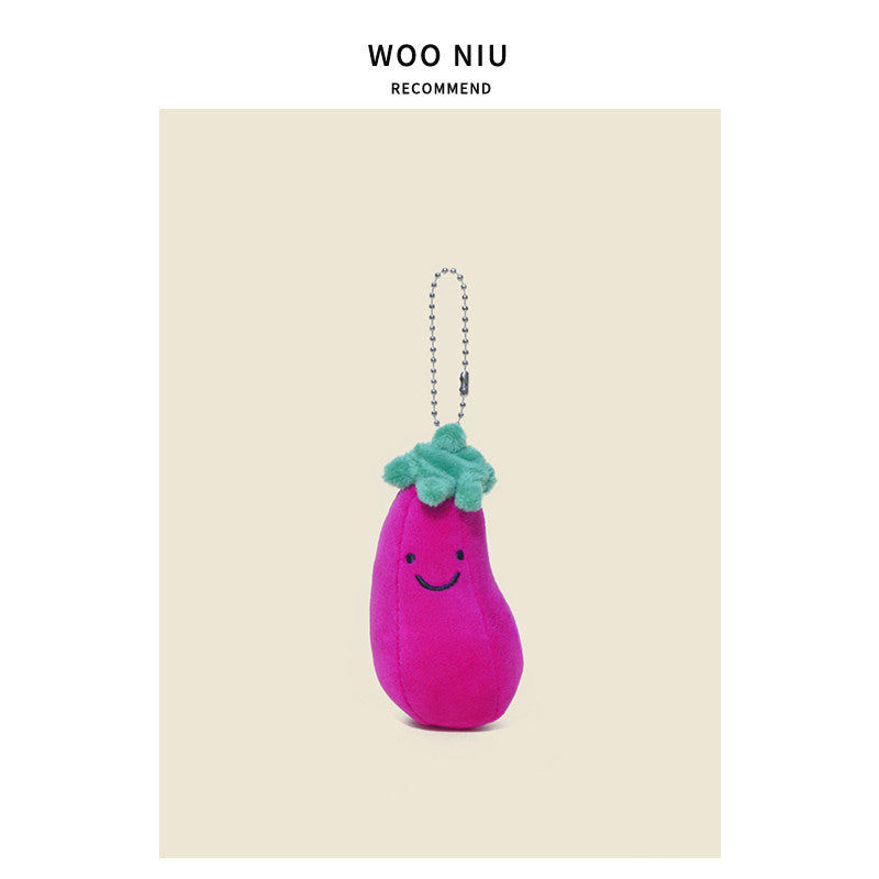WOONIU Lively Eggplant Plush Charm - wooniu Plush Charm - cute bag charm plush keychain for backpack and purse
