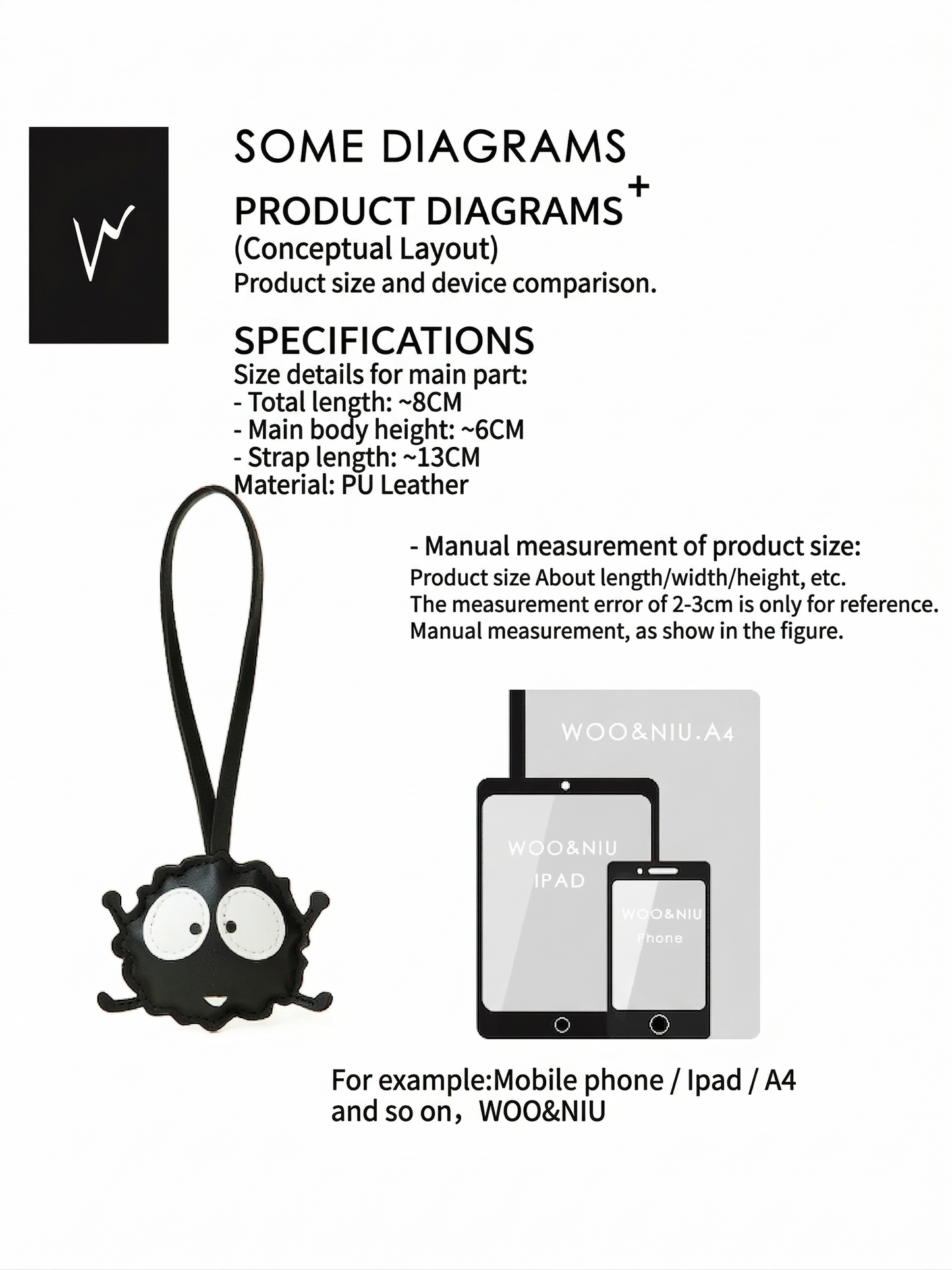 WOONIU Soot Sprite Fuzzy Plush Charm - wooniu Plush Charm - cute bag charm plush keychain for backpack and purse