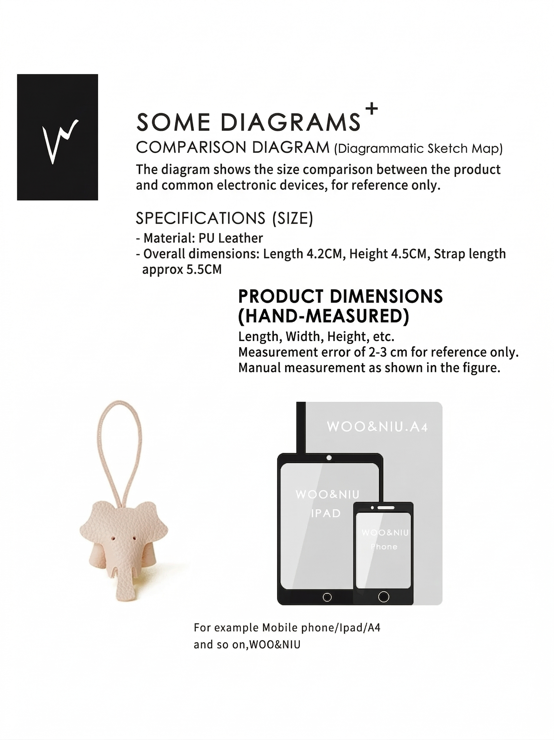 WOONIU Creative Leather Elephant Mini Charm - whimsical bag accessory