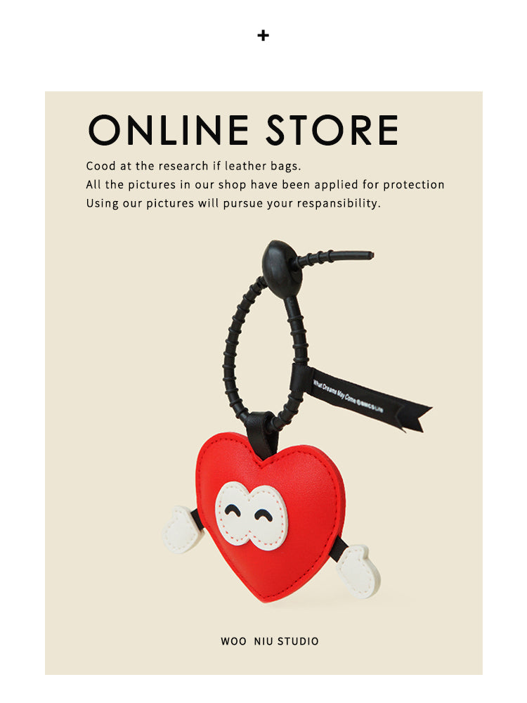 WOONIU Miu Style Puffy Heart Charm - wooniu Bag Charm - cute bag charm plush keychain for backpack and purse