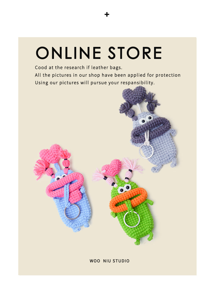 WOONIU Sausage Lips Pull Out Key Case - wooniu Bag Charm - cute bag charm plush keychain for backpack and purse