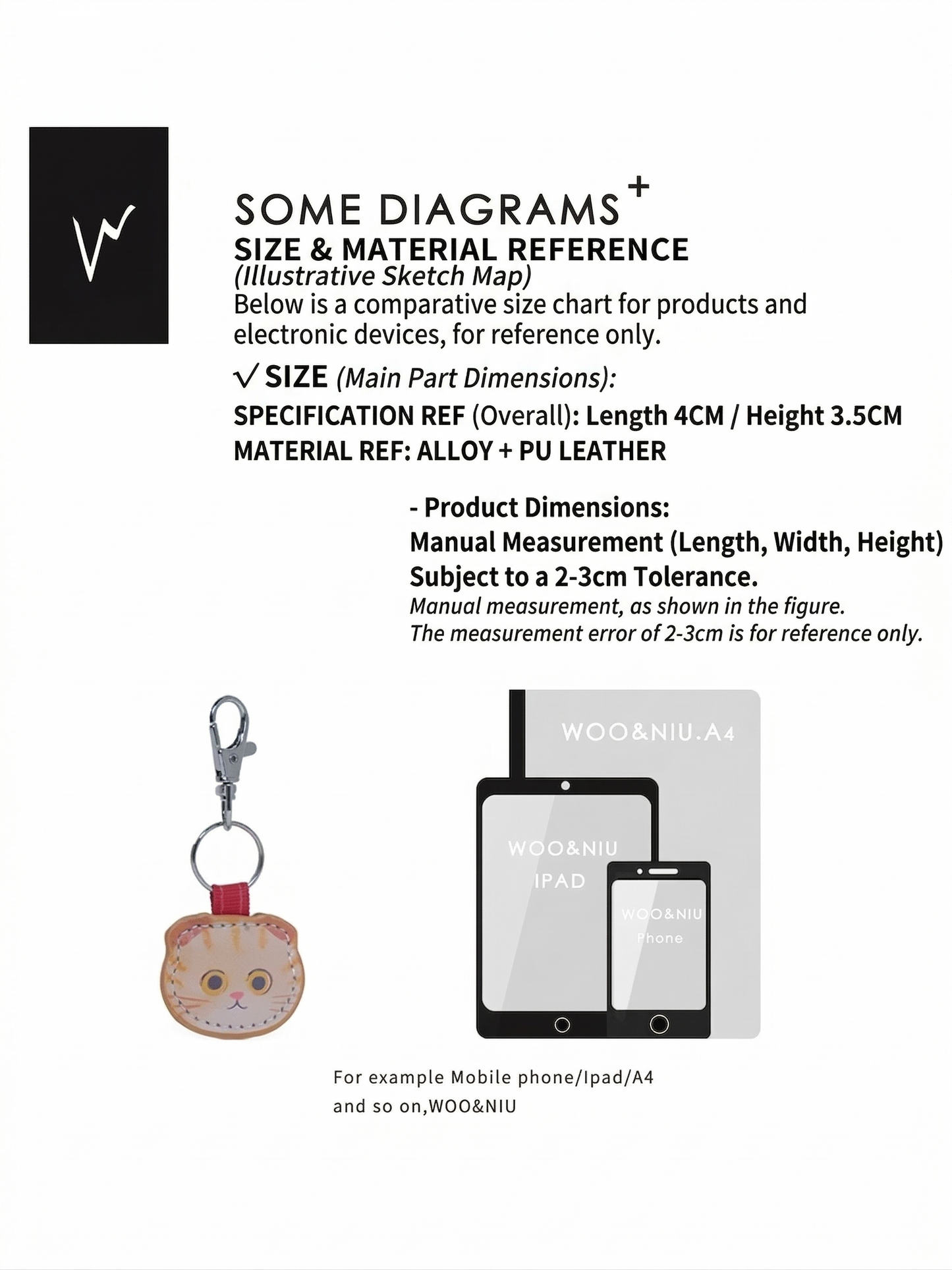 WOONIU Cat Face Leather Charm - wooniu Leather Charm - cute bag charm plush keychain for backpack and purse