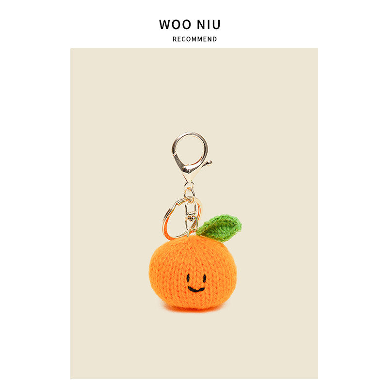 WOONIU Handmade Crochet Lucky Orange Charm - soft keychain accessory
