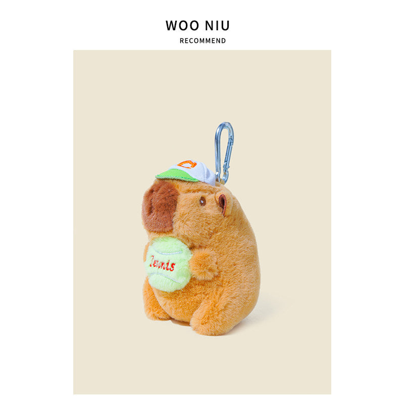 WOONIU Cute Plush Capybara Internet-famous Water Hamster Plush Toy Keychain Doll Backpack Couple Bag Pendant - soft keychain accessory