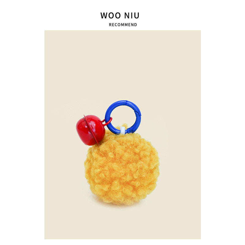 WOONIU Kawaii Pom Pom Bell Charm - wooniu Bag Charm - cute bag charm plush keychain for backpack and purse