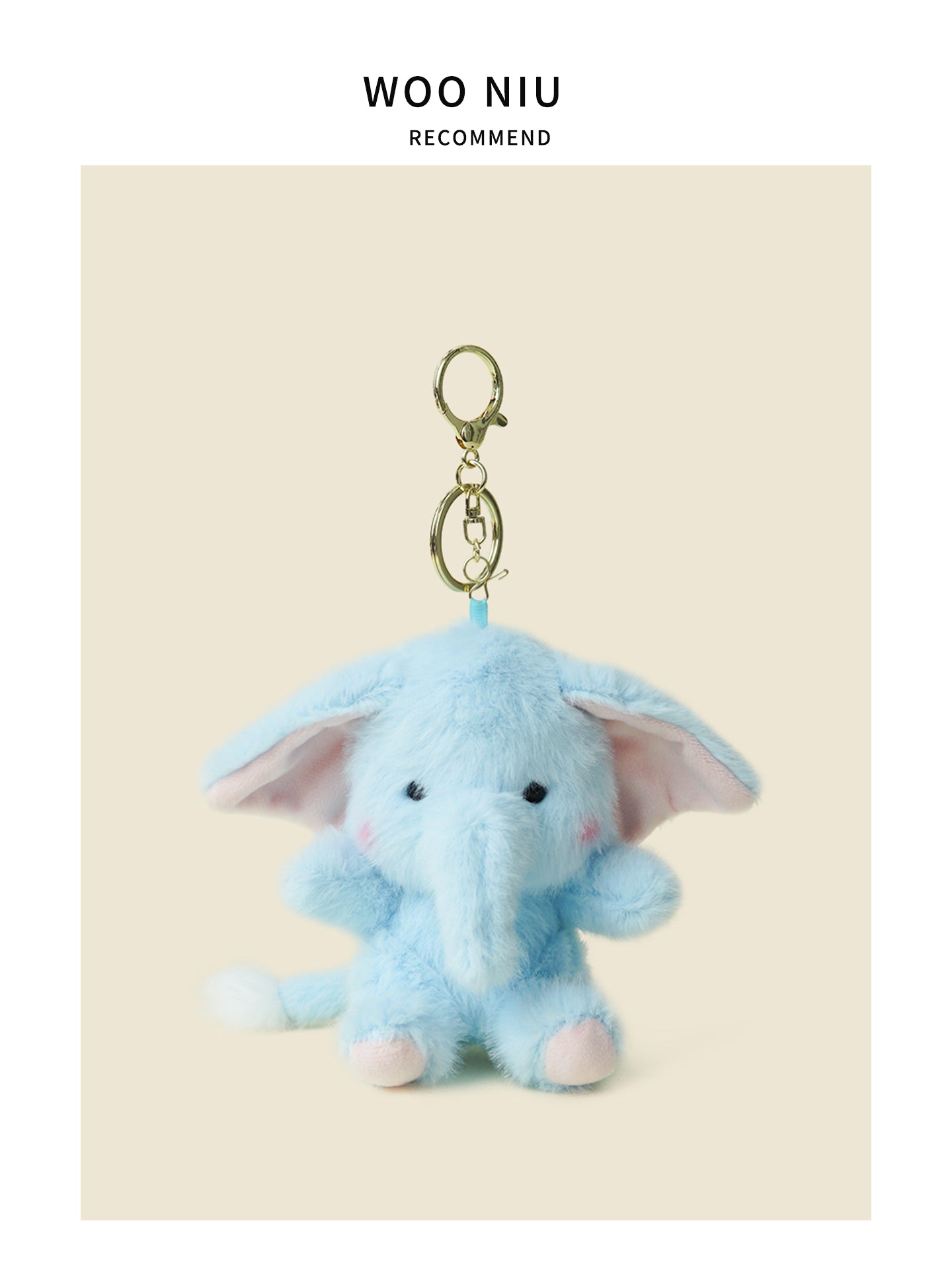 WOONIU Scented Little Elephant Plush - wooniu Plush Charm - cute bag charm plush keychain for backpack and purse