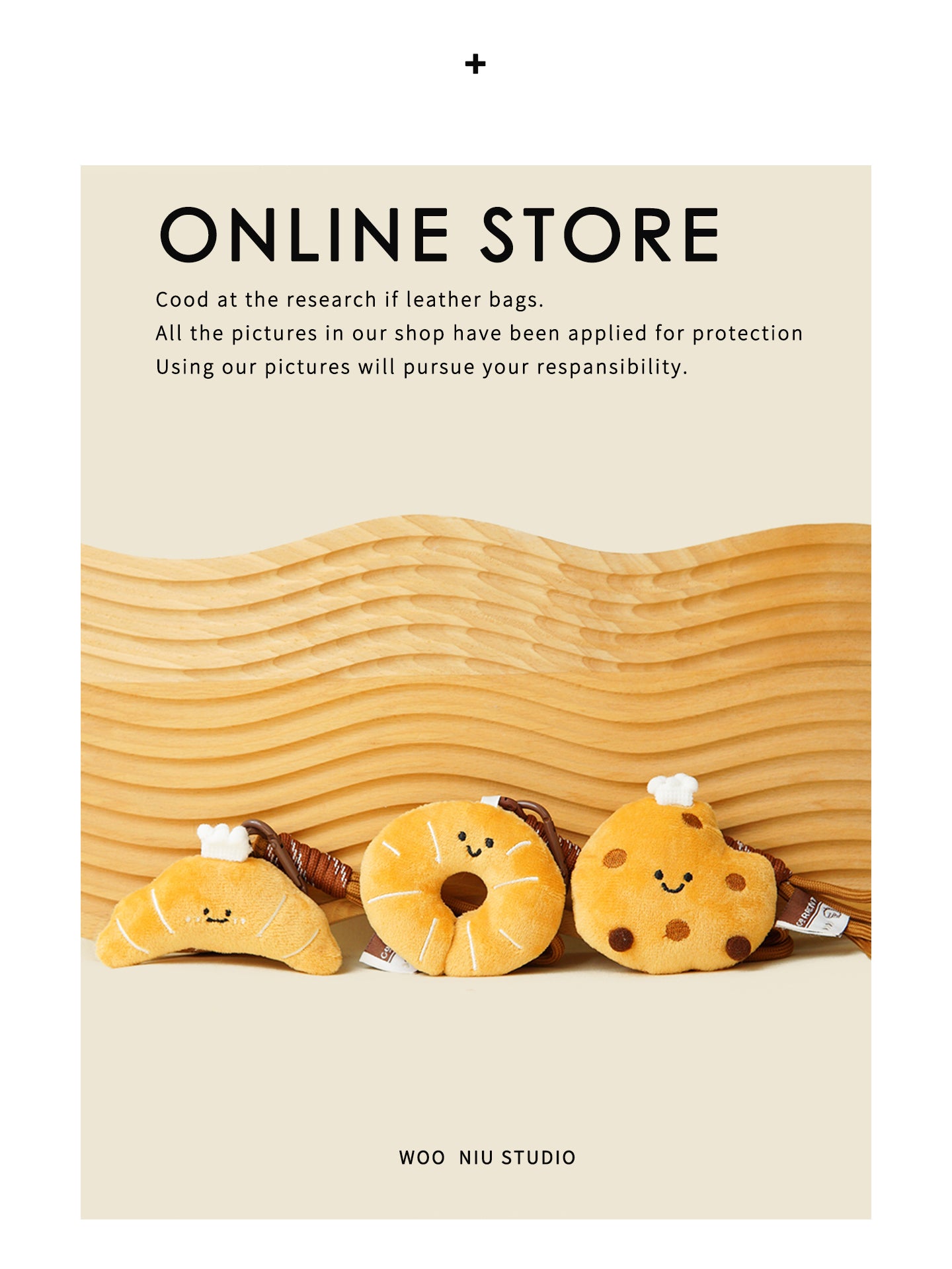 WOONIU Kawaii Plush Donut Charm - wooniu Plush Charm - cute bag charm plush keychain for backpack and purse