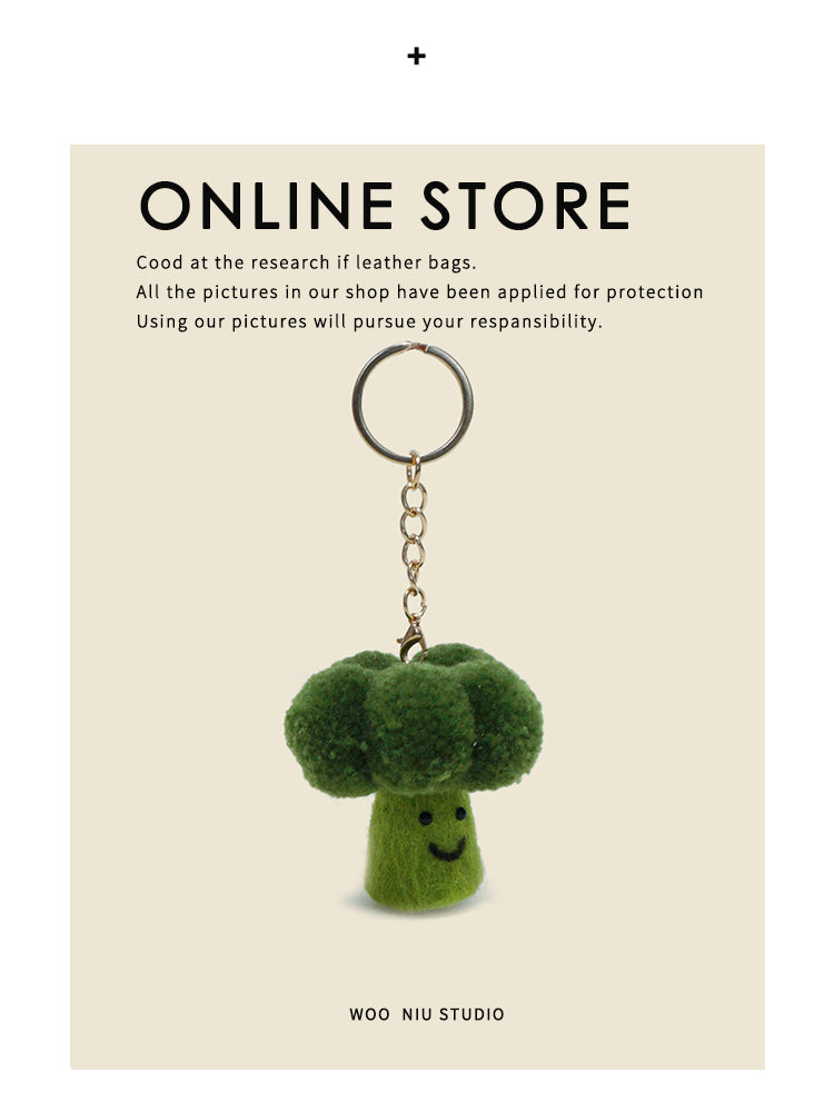 WOONIU Creative Broccoli Charm, Fresh Green Niche Doll Keychain For Women, Exquisite And High End Bag Accessory, Trendy - soft keychain accessory