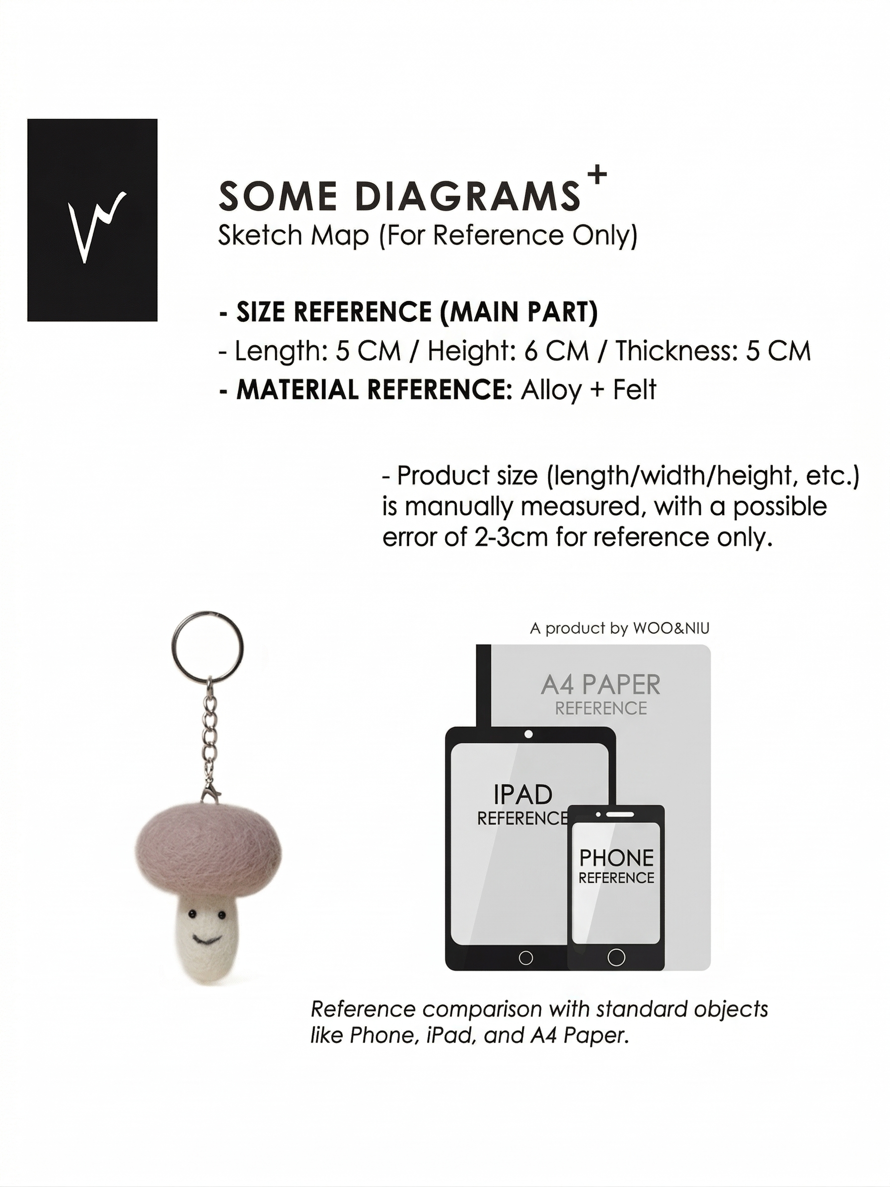 WOONIU Creative Wool Felt Mushroom Charm - whimsical bag accessory
