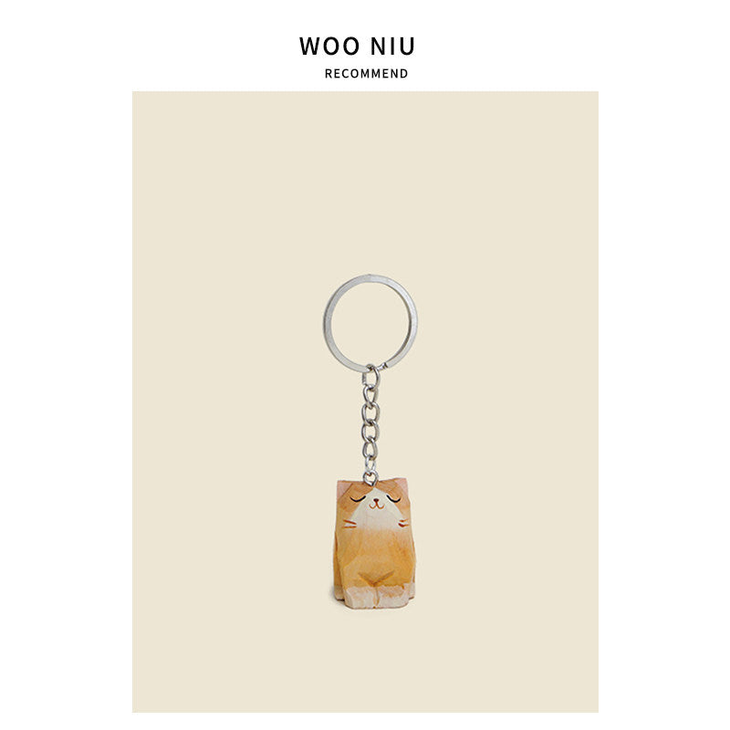 WOONIU Chubby Wooden Fish Bag Charm - wooniu Wood Charm - cute bag charm plush keychain for backpack and purse