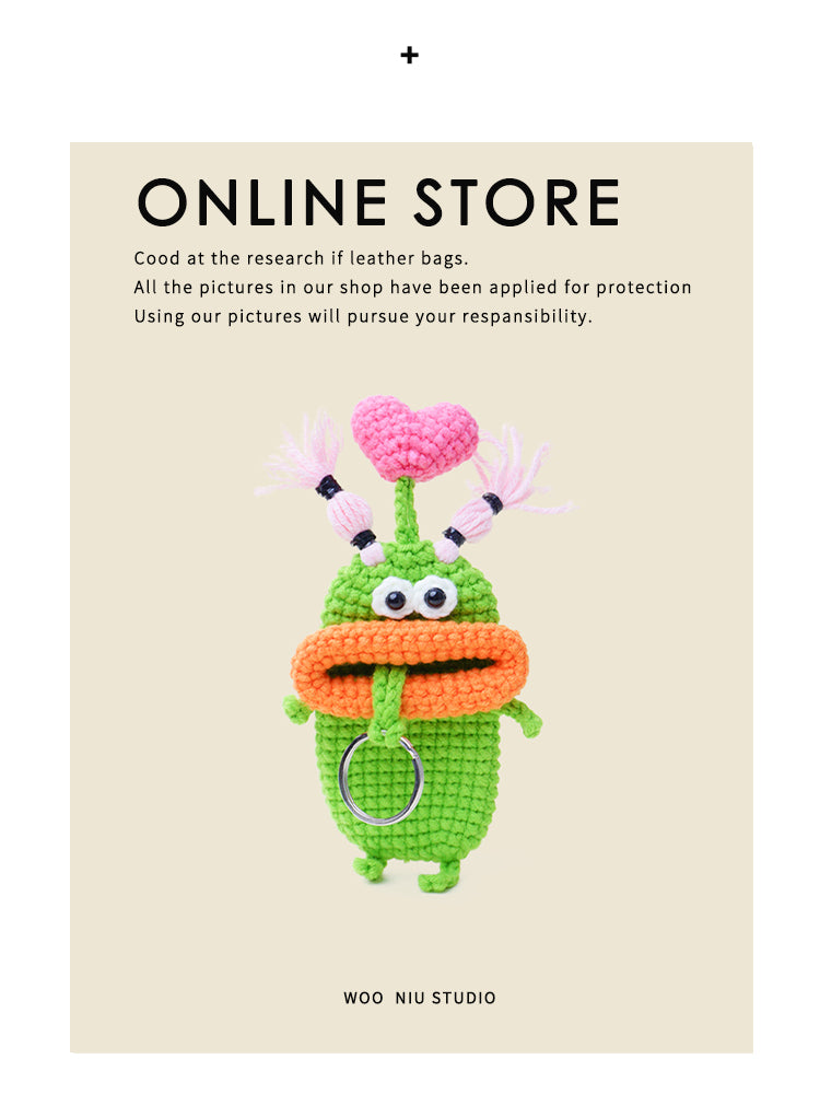 WOONIU Sausage Lips Pull Out Key Case - wooniu Bag Charm - cute bag charm plush keychain for backpack and purse