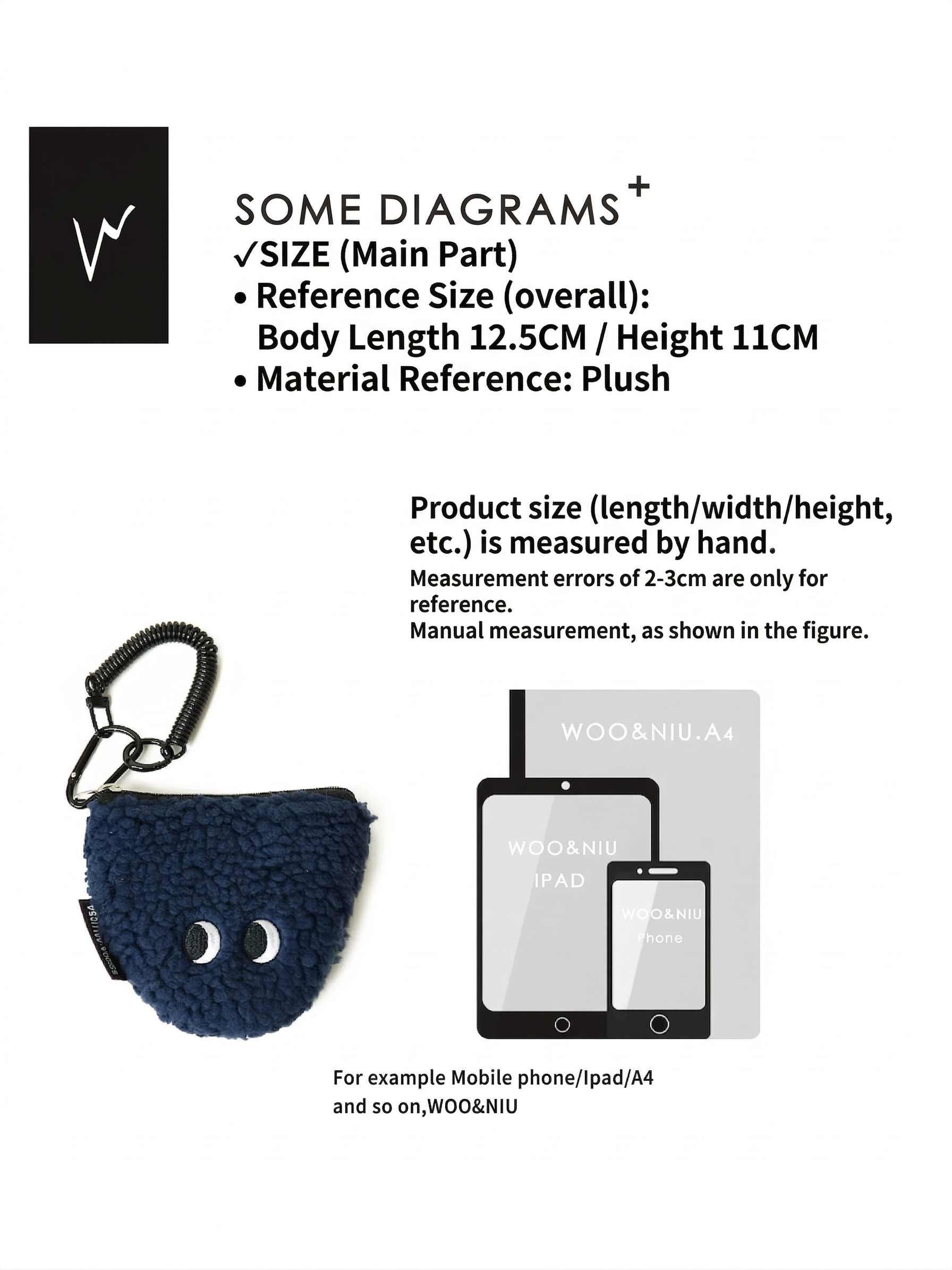 WOONIU Kawaii Onigiri Plush Mini Pouch - wooniu Plush Charm - cute bag charm plush keychain for backpack and purse