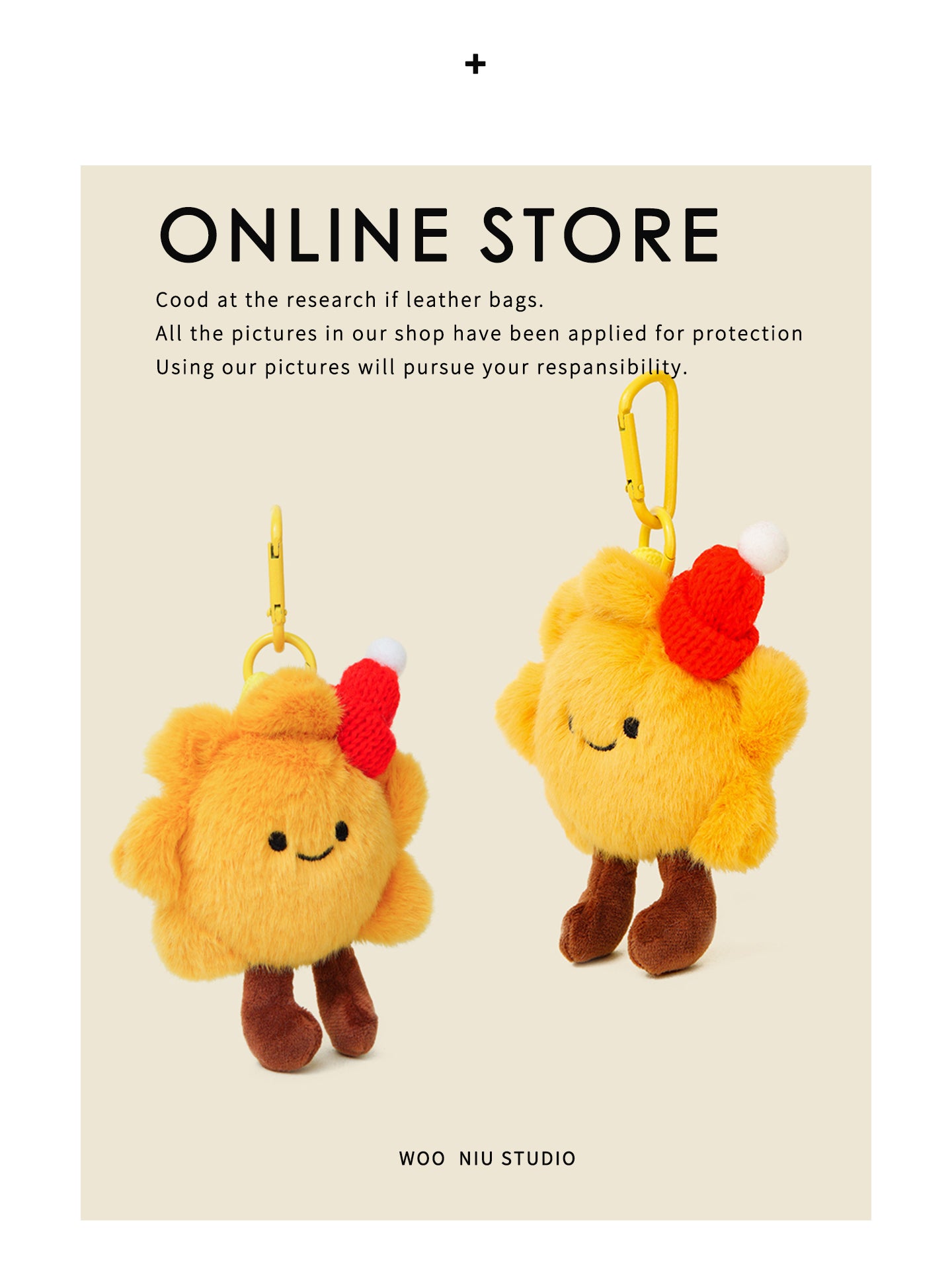 WOONIU Kawaii Plush Sunflower Charm - wooniu Plush Charm - cute bag charm plush keychain for backpack and purse