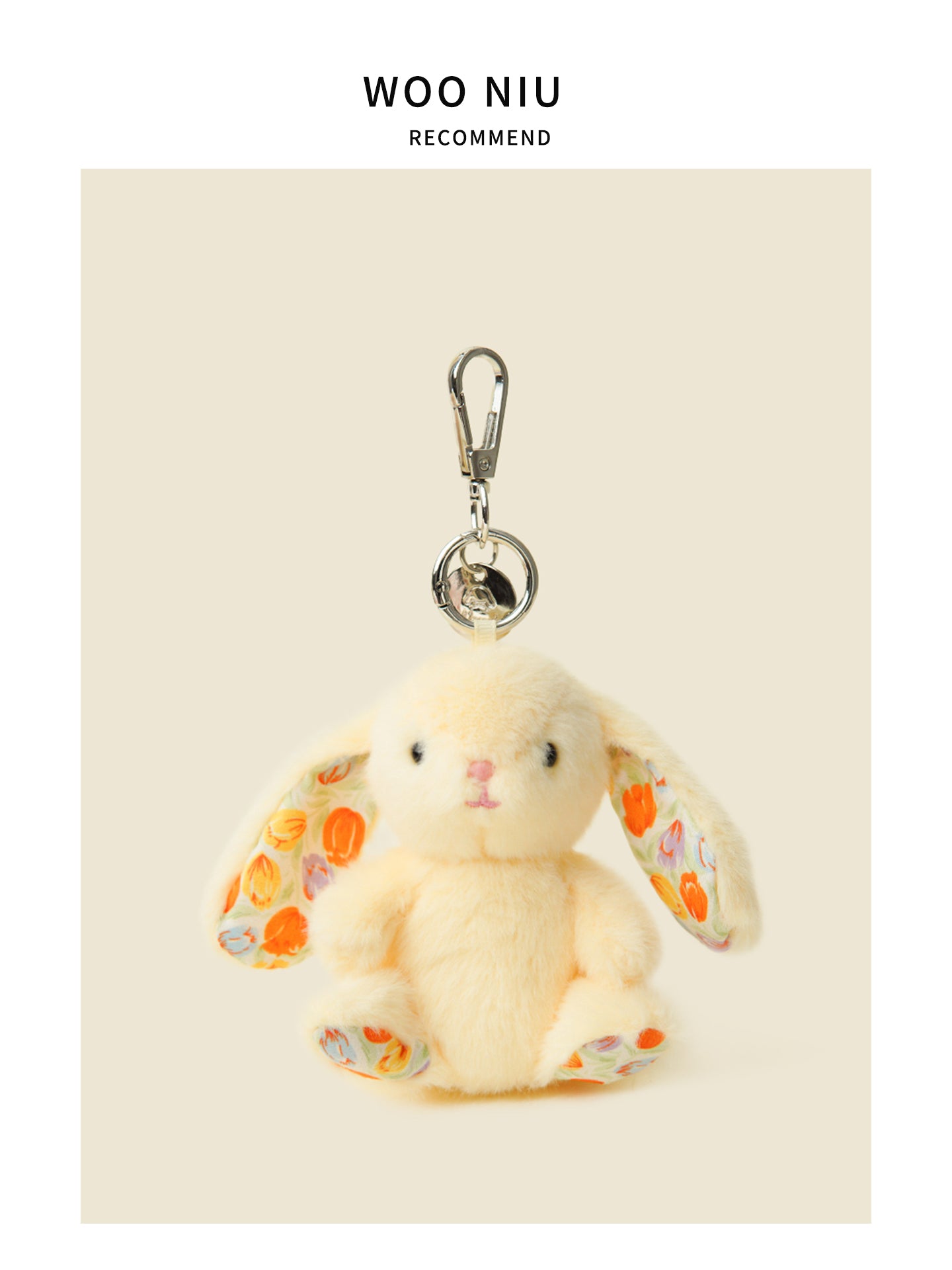 WOONIU Original Boutique Bunny Plush - wooniu Plush Charm - cute bag charm plush keychain for backpack and purse