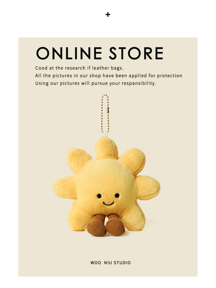 WOONIU Kawaii Plush Little Sun Charm - wooniu Plush Charm - cute bag charm plush keychain for backpack and purse