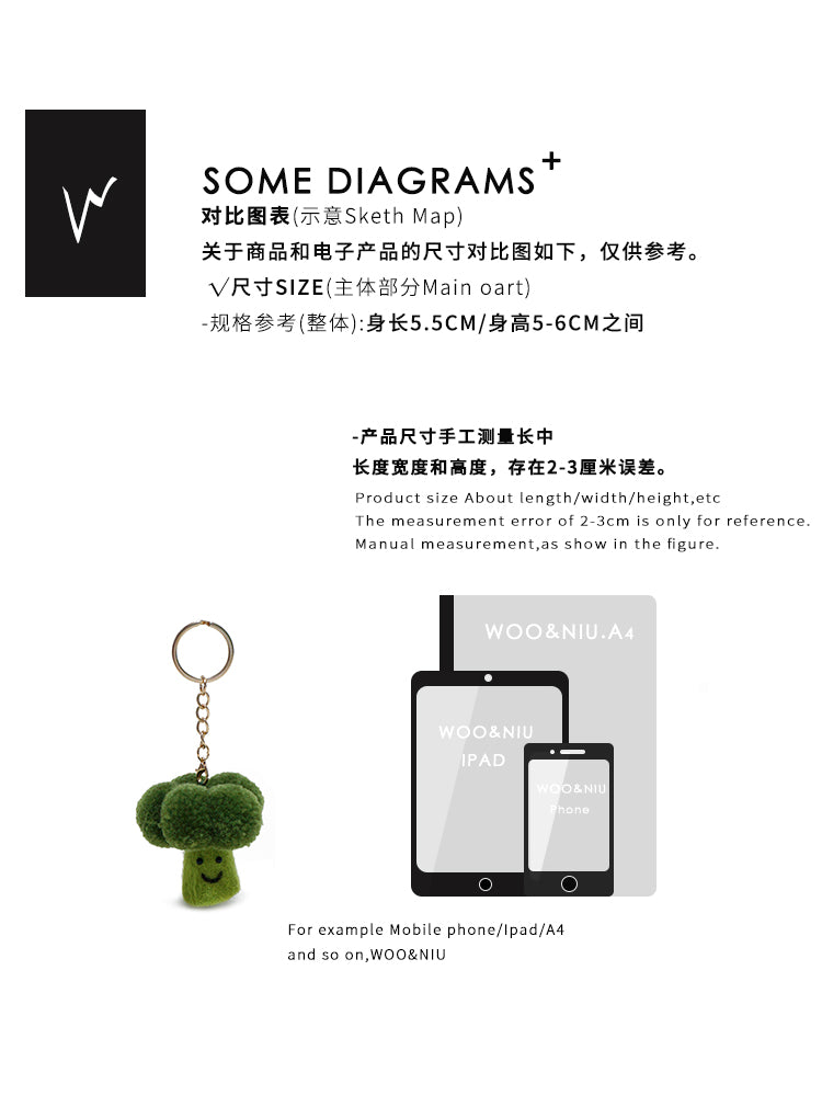 WOONIU Creative Broccoli Charm, Fresh Green Niche Doll Keychain For Women, Exquisite And High End Bag Accessory, Trendy - whimsical bag accessory