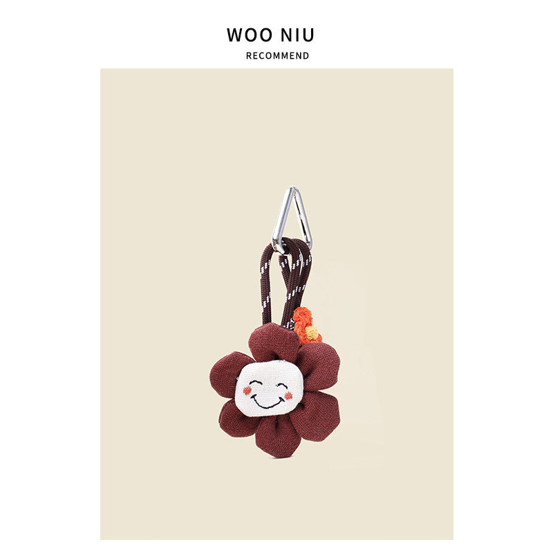 WOONIU Puffy Smiley Face Fabric Charm - wooniu Fabric Charm - cute bag charm plush keychain for backpack and purse