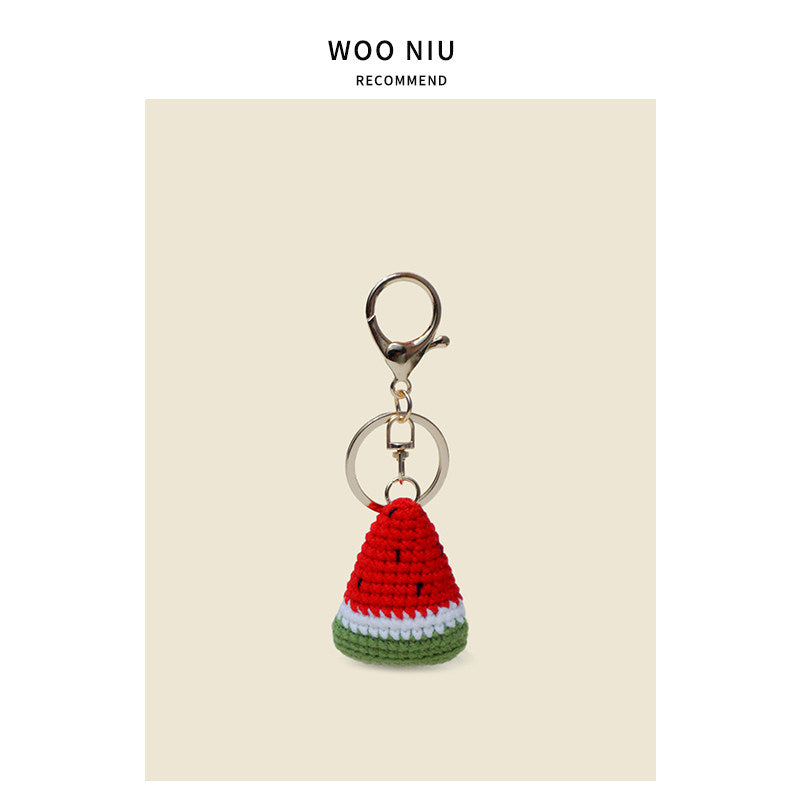WOONIU Original Handmade Watermelon Keychain For Women, Exquisite Bag Pendant, Fruit Yarn Woven Couple's Pendant For Summer - giftable hanging charm