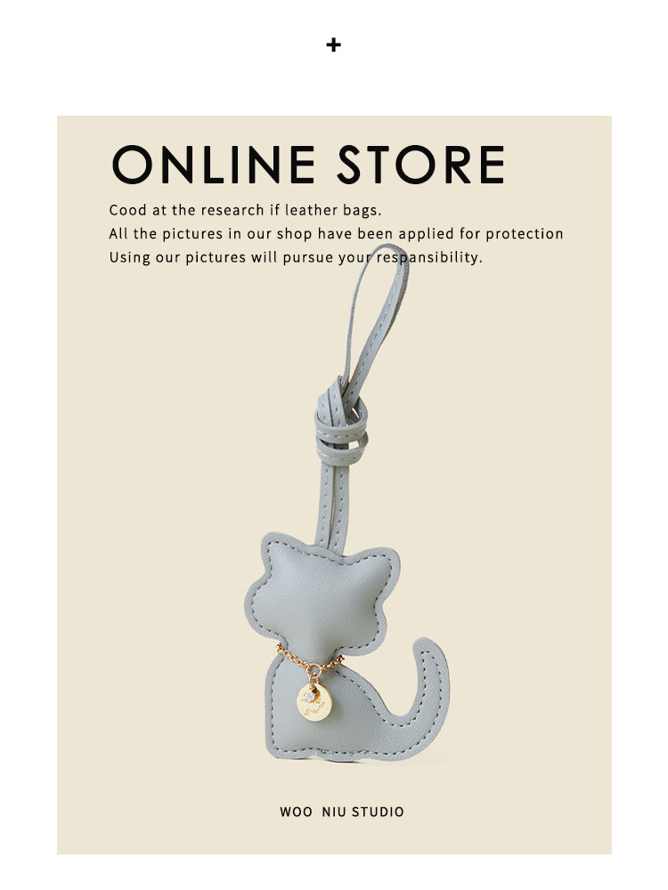 WOONIU Cute Squatting Kitten Bag Pendant Miu Keychain Pendant Is Simple And Cute, A Trendy Gift For Couples - giftable hanging charm