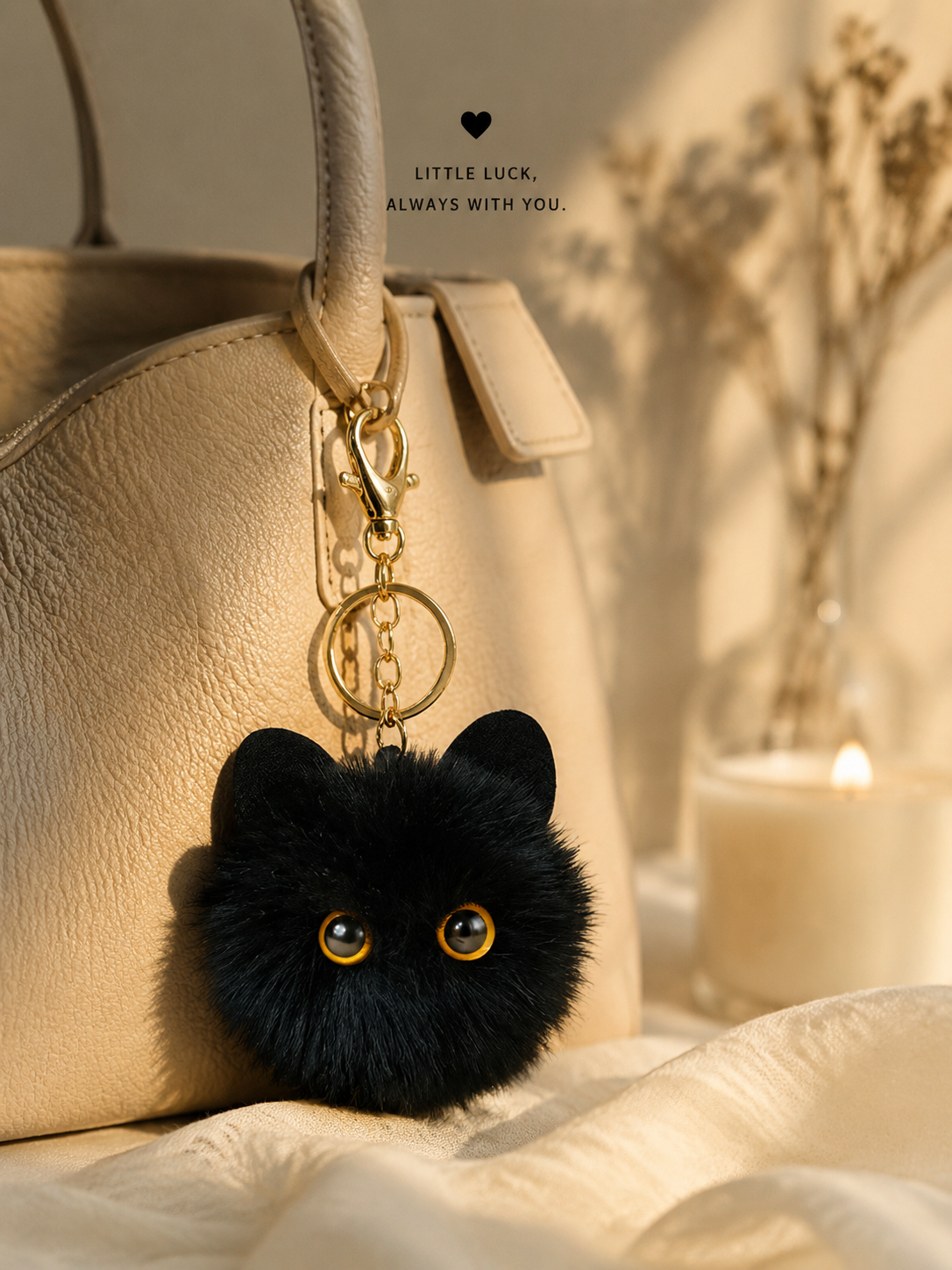 WOONIU Aesthetic Plush Black Cat Charm